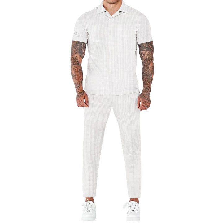 Herren elegantes Kurzarm-Hemd- und Hose-Set mit strukturiertem Design und komfortabler Passform Echoarchiv