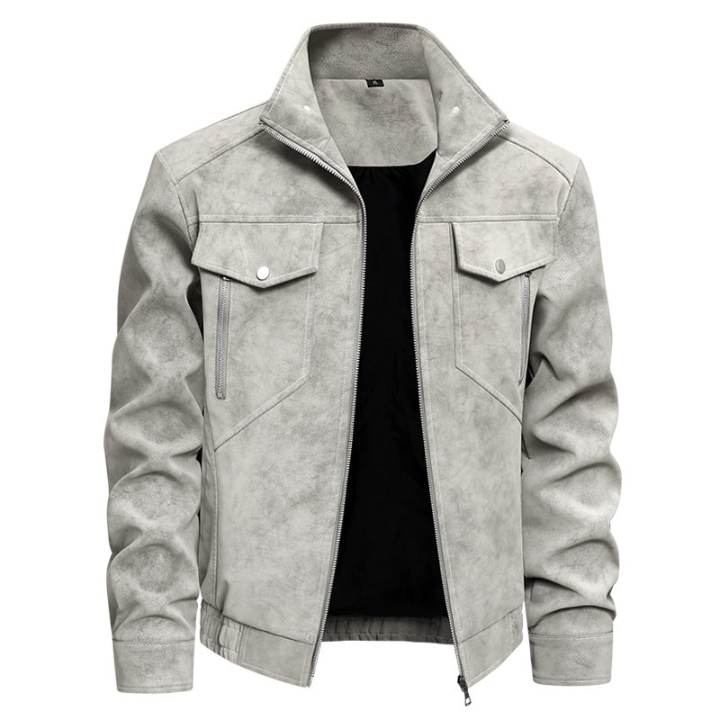 Herren Modische Kunstlederjacke mit praktischen Taschen Echo Archiv
