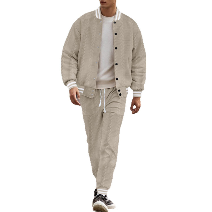 Herren lässiger Strick-Collegejacke mit modernem Design und bequemen Details Echoarchiv
