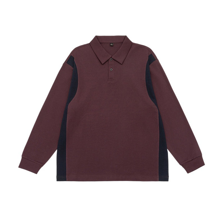 Unisex Langarm-Poloshirt im Oversize-Sweatstyle mit Kontrast-Seiteneinsätzen Echoarchiv