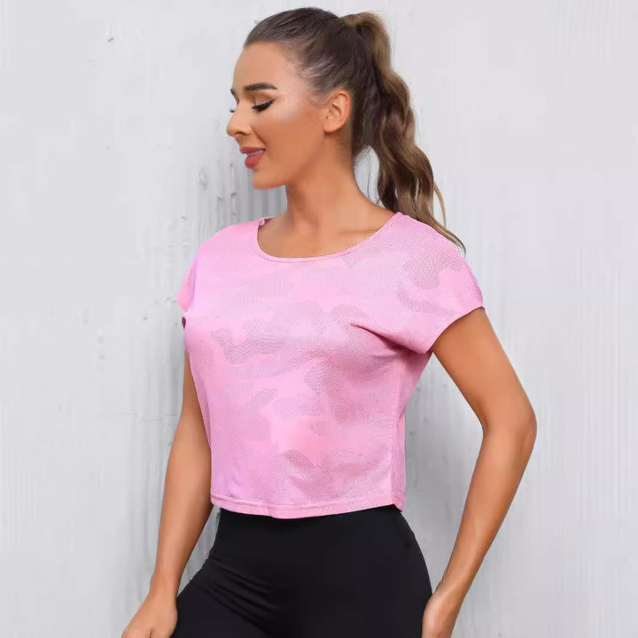 Damen Sportliches Crop-Top mit atmungsaktiver Netzstruktur Echo Archiv