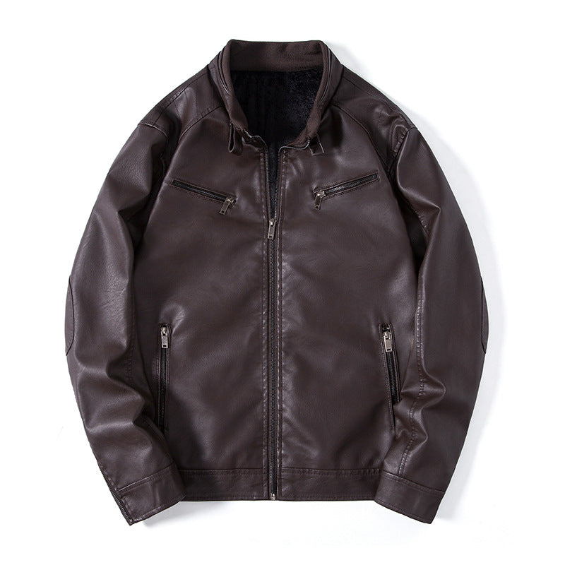 Herren Elegante Kunstleder‑Blousonjacke mit Stehkragen, Reißverschlusstaschen und wärmendem Innenfutter Echo Archiv