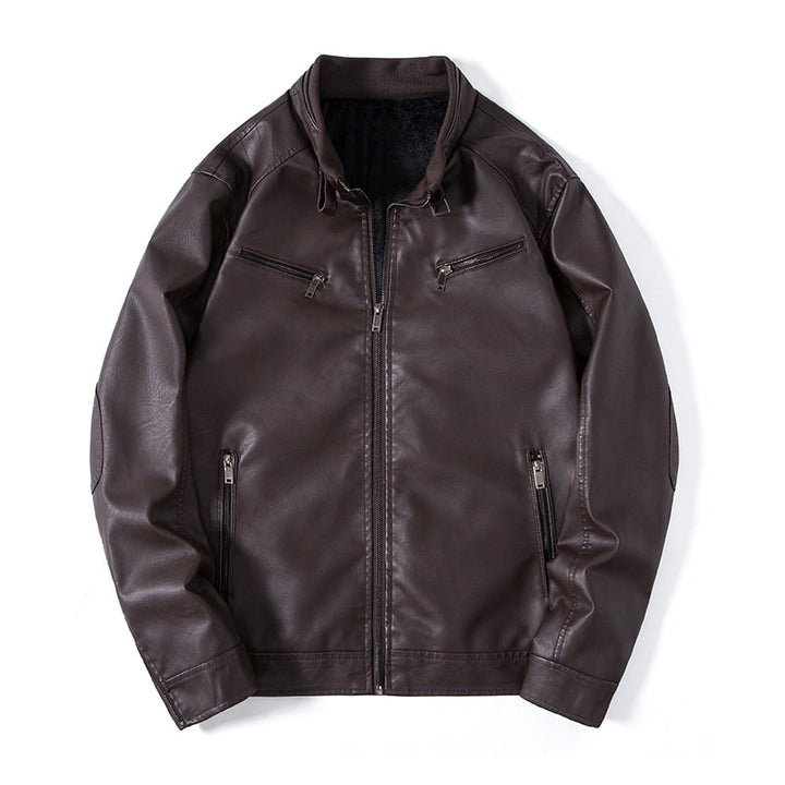 Herren Elegante Kunstleder‑Blousonjacke mit Stehkragen, Reißverschlusstaschen und wärmendem Innenfutter Echo Archiv