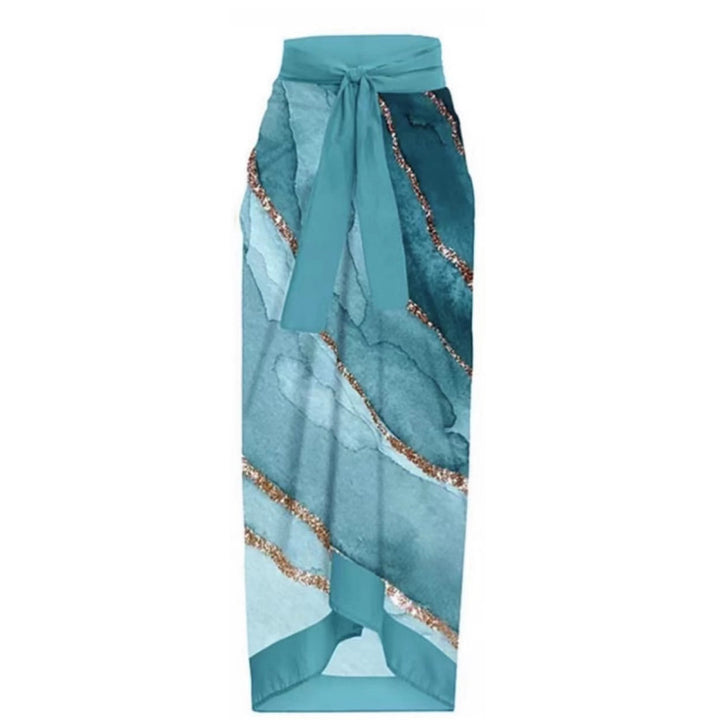 Damen Wickelrock mit elegantem Aquarell-Muster und Bindegürtel Echo Archiv