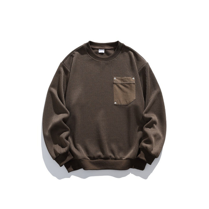 Unisex Waffelstruktur-Sweatshirt mit Brusttasche und elastischem Saum Echoarchiv