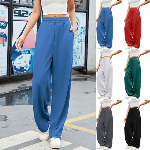 Damen nan lockerfallende Palazzohose aus Sweat mit hochgeschnittenem Komfortbund, Tunnelzug und seitlichen Eingrifftaschen Echo Archiv
