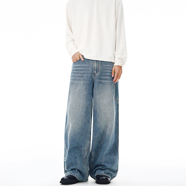 Herren Extremweite Baggy-Jeans mit tiefem Schritt und lässiger Used-Waschung Echo Archiv