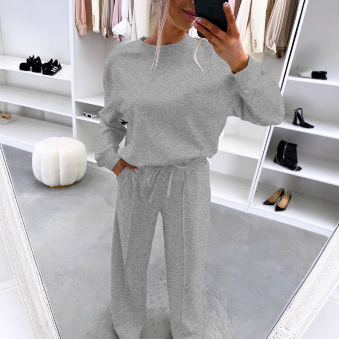 Damen Casual-Loungewear-Set mit Oversize-Batwing-Pullover und weitem Jersey-Hosenbein Echoarchiv