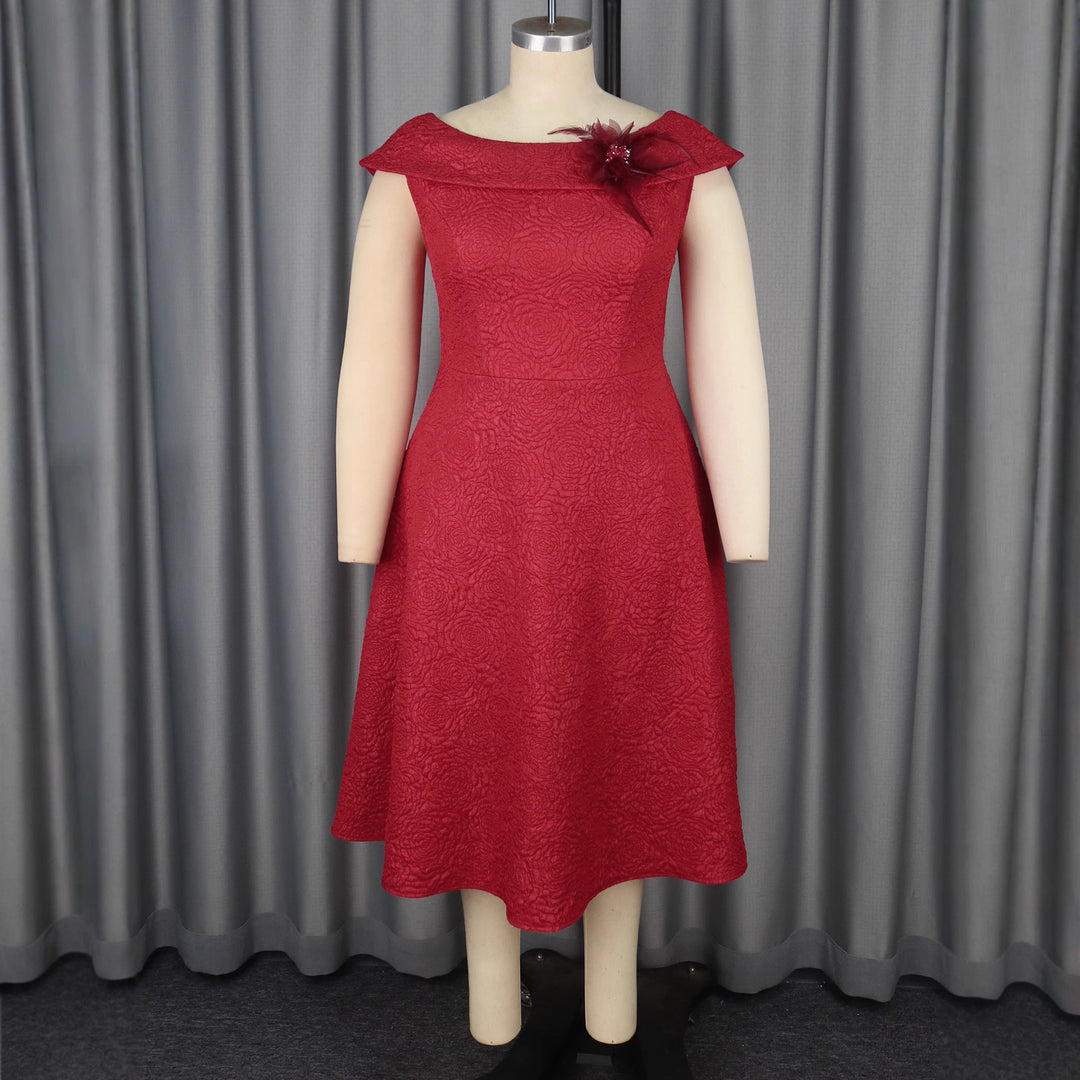 Damen A-Linien Abendkleid mit dekorativem Off-Shoulder-Ausschnitt Echo Archiv