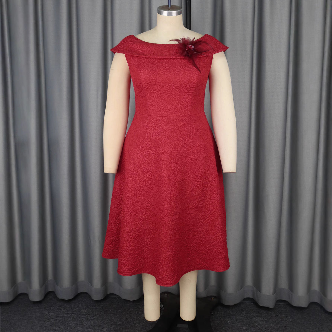 Damen A-Linien Abendkleid mit dekorativem Off-Shoulder-Ausschnitt – Élara