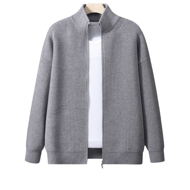 Herren Stylische Strickjacke mit hohem Kragen und Reißverschluss – Taviero