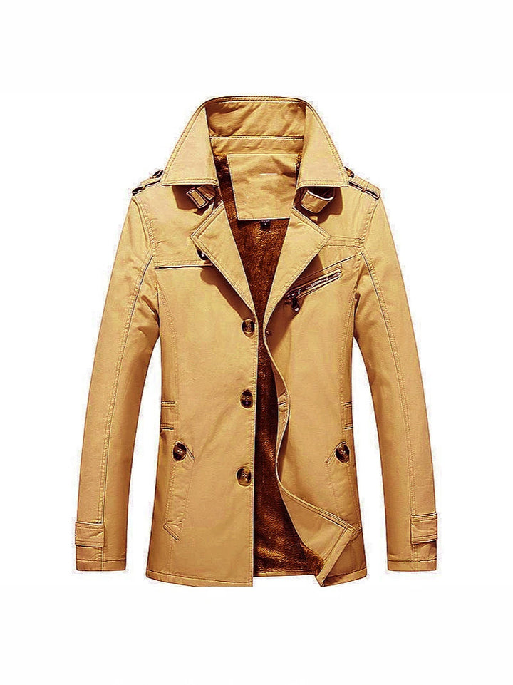 Herren Winterparka Manteljacke mit Teddyfutter, Stehkragen und Reißverschluss-Details Echoarchiv