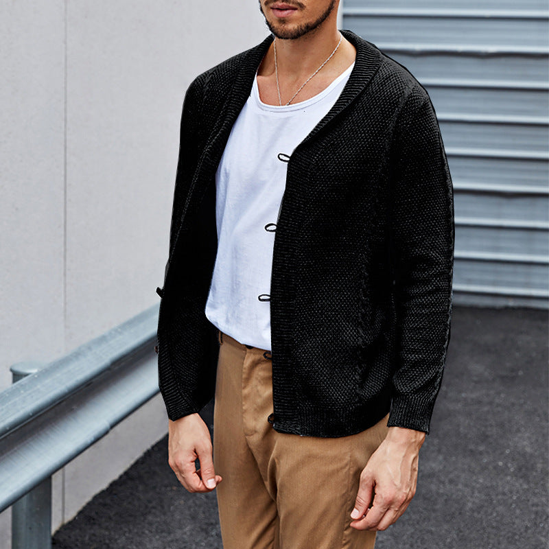 Herren Feinstrick-Cardigan mit Schalkragen, Karabiner-Verschlüssen und Strukturstrick Echo Archiv