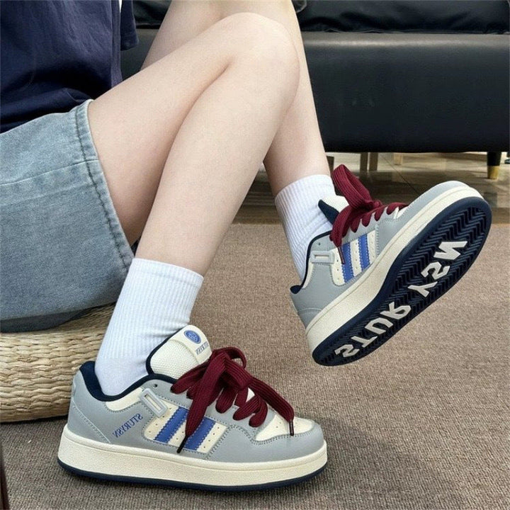 Damen modische Sneakers mit dicker, gepolsterter Sohle und elastischen Schnürsenkeln Echo Archiv