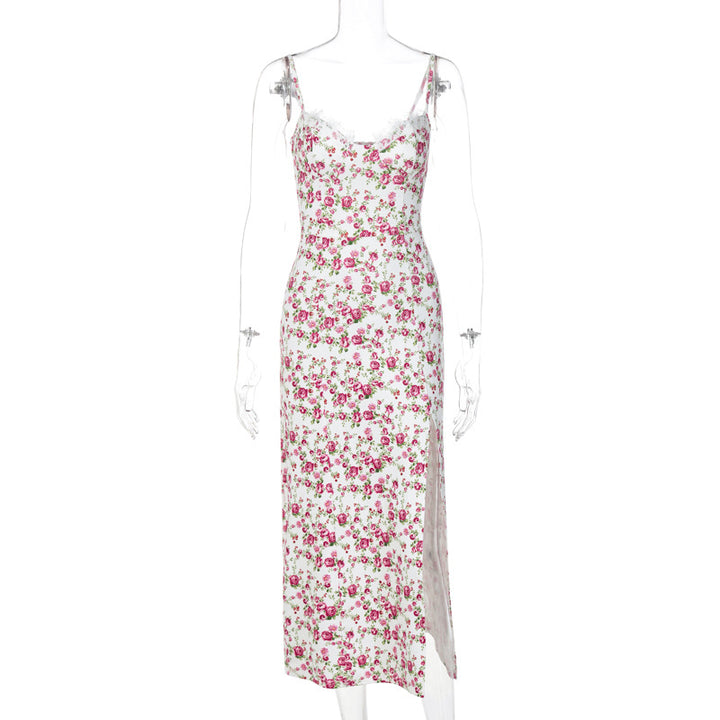 Damen Blumengebürtetes Midi-Kleid mit elegantem Schlitz Echo Archiv
