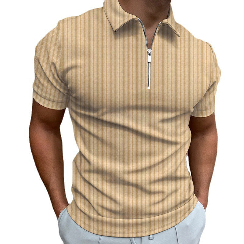 Herren Kurzarm Polo-Hemd mit Reißverschluss und strukturiertem Design Echoarchiv