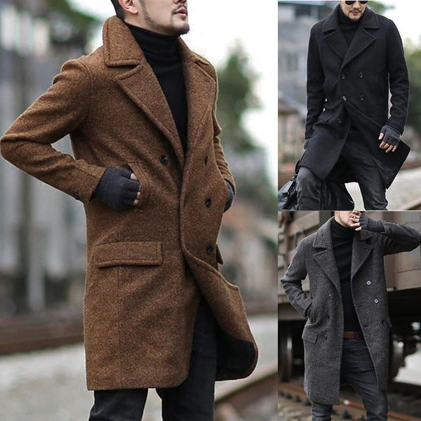 Herren eleganter doppelt geschliffener Wollmantel Echoarchiv