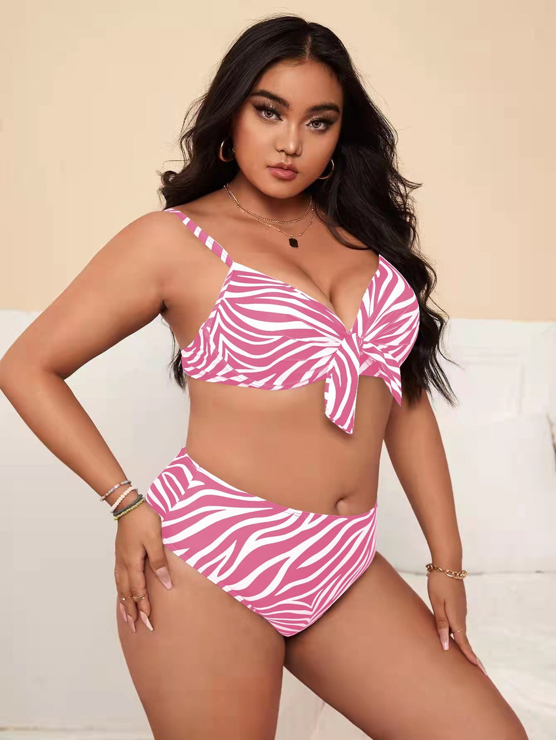 Damen Bikini-Set mit verspieltem Knotendesign und hohem Bund Echo Archiv