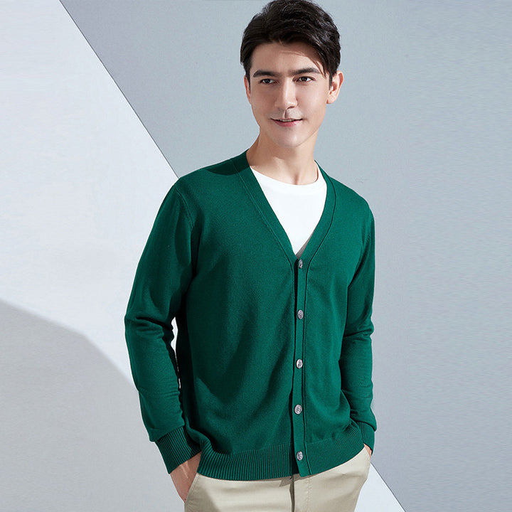 Herren Leichter Feinstrick-Cardigan mit V‑Ausschnitt und Business‑Silhouette Echoarchiv