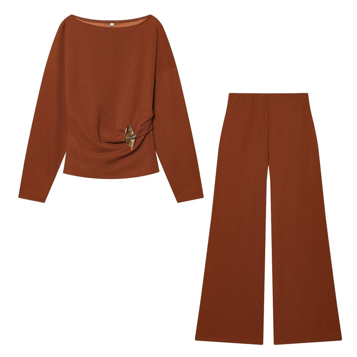 Damen Zweiteiliges Loungewear-Set mit gedrehtem Saumdetail und weiter Highwaist-Hose Echo Archiv