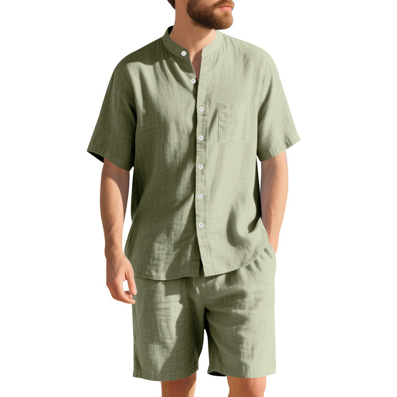 Herren luftiges Kurzarm-Hemd und Shorts-Set Echoarchiv