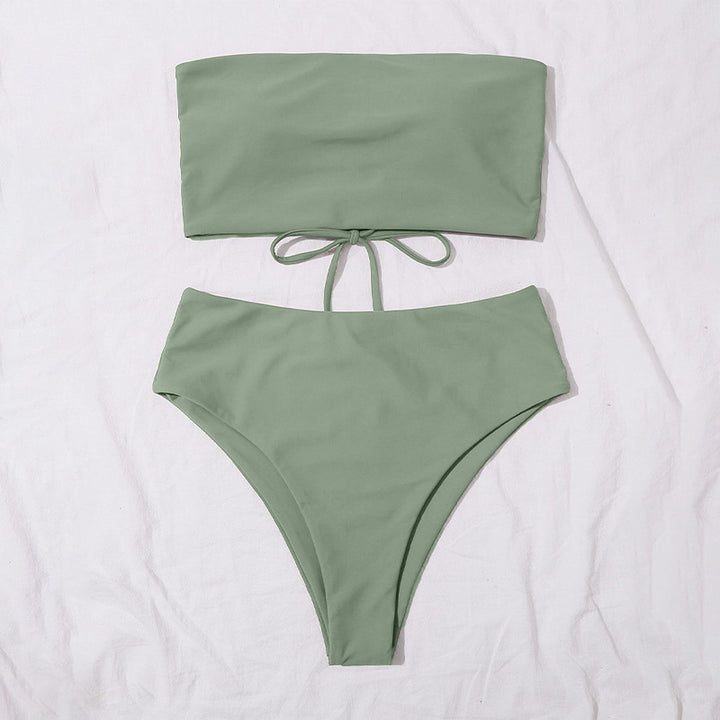 Damen Bandeau-Bikini-Set mit hohem Taillenslip und verstellbaren Trägern Echo Archiv