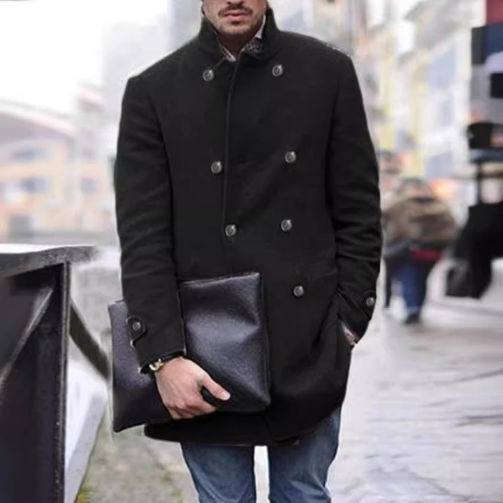 Herren eleganter Woll-Dufflecoat mit doppelter Knopfreihe und praktischen Taschen Echoarchiv
