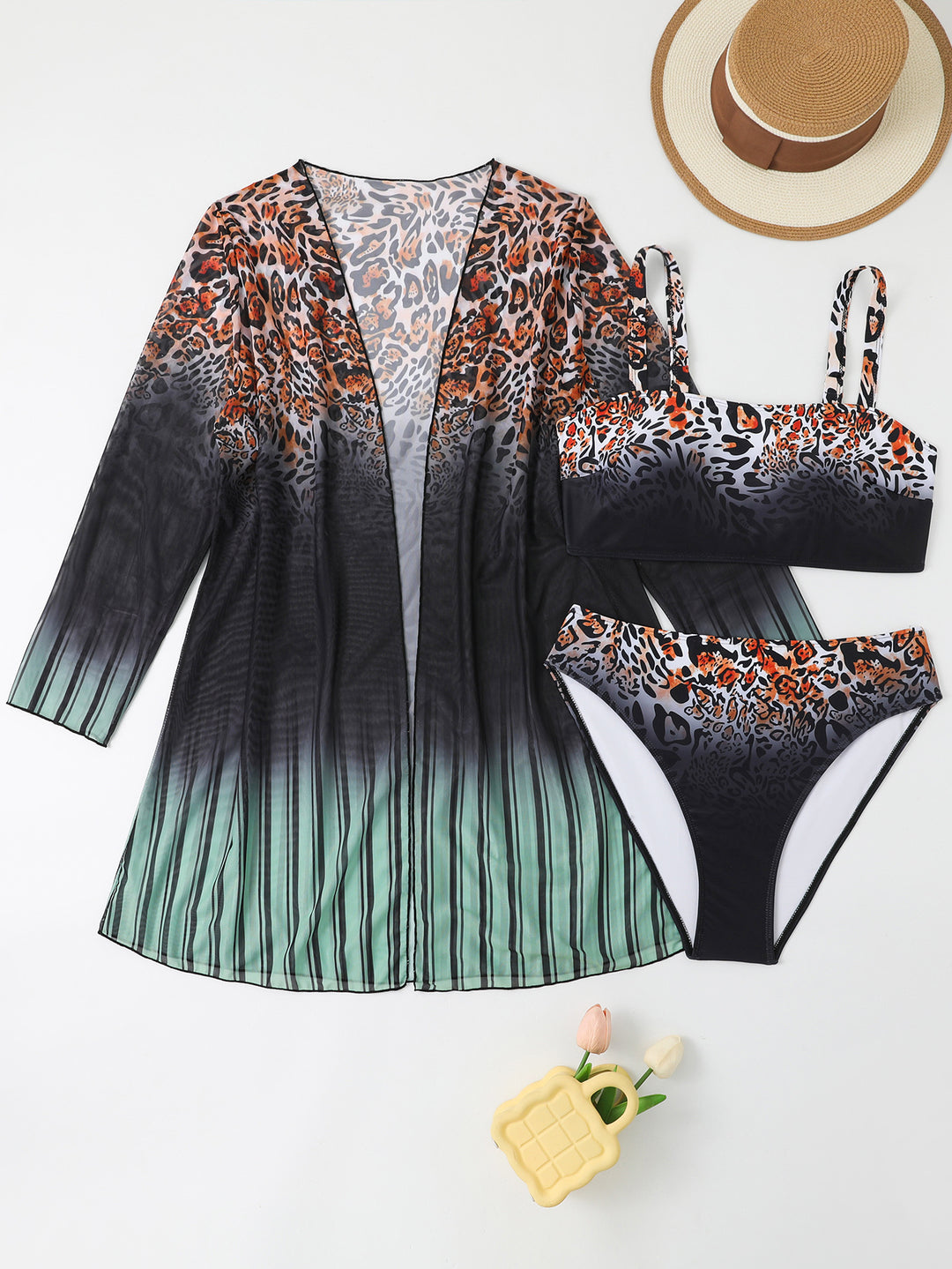 Damen Strandensemble mit Leopardmuster Echo Archiv