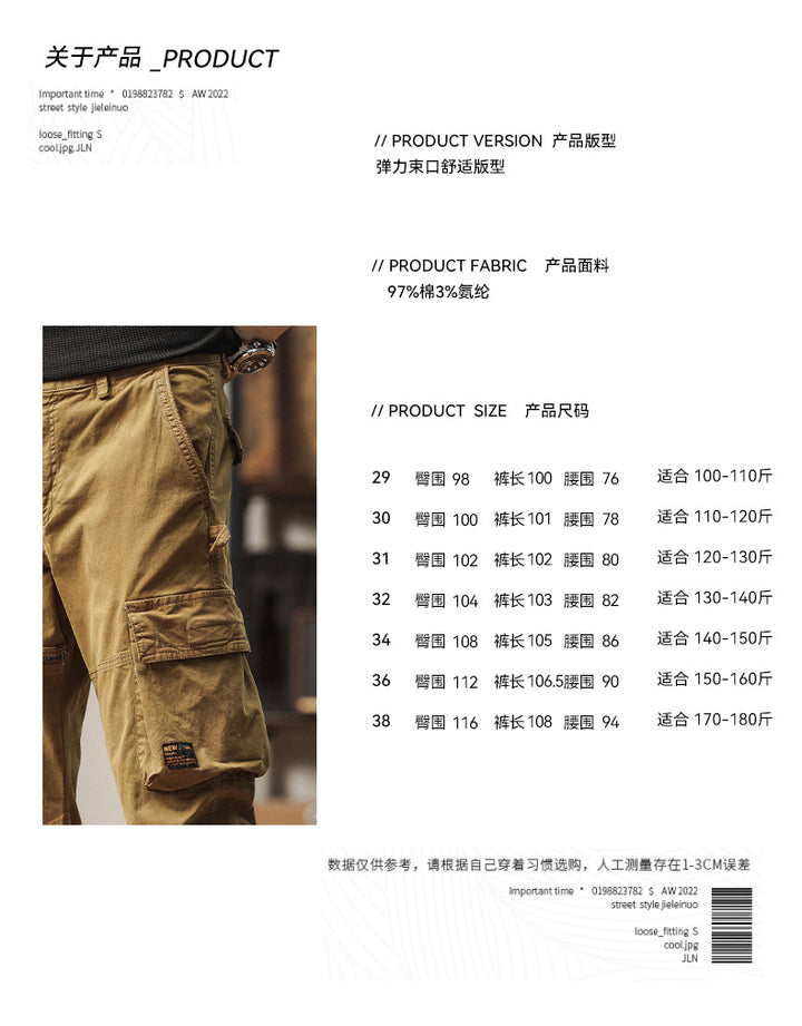 Herren Carpenter-Style Cargohose mit Zip-Knöchel, verstärkten Kniepaneelen und multifunktionalen Taschen Echo Archiv