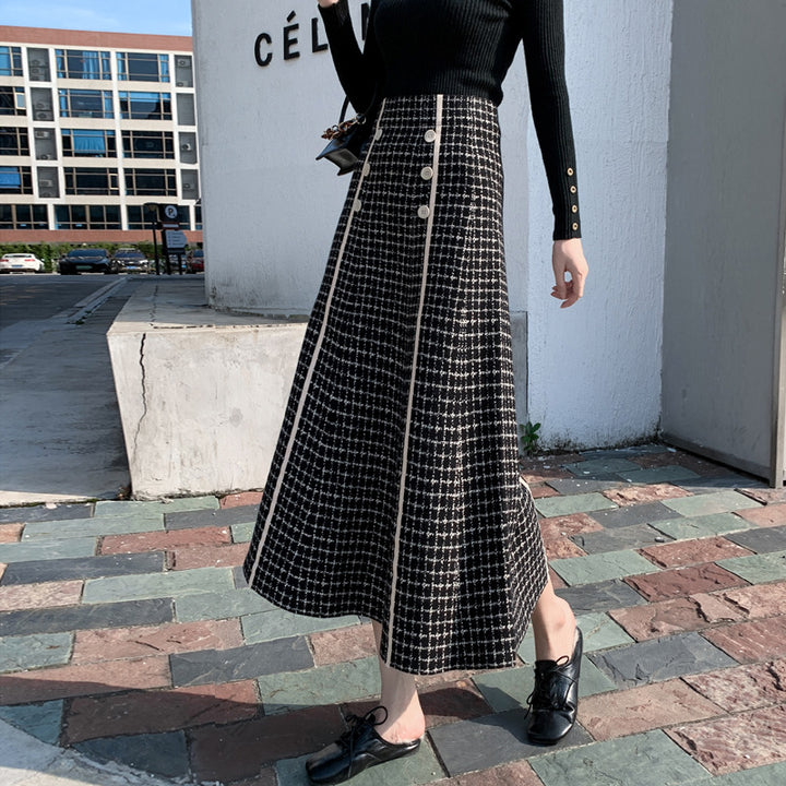 Damen Langer A-Linien Rock mit Knopfdetails Echo Archiv
