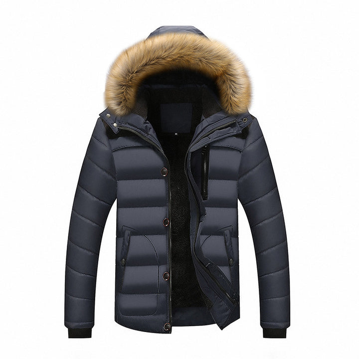 Herren Isolierter Steppparka mit Kunstfellkapuze, verdeckter Zip- und Druckknopfleiste – Montevé