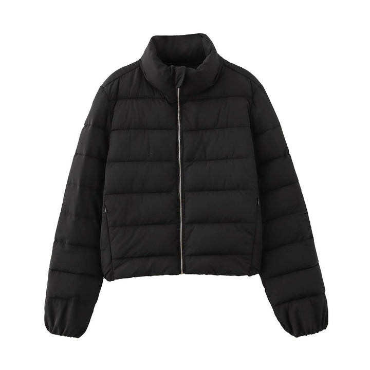 Damen Kurze gesteppte Jacke mit Stehkragen, Reißverschluss und elastischen Bündchen Echo Archiv