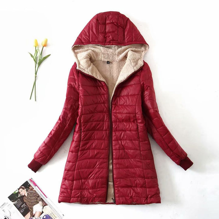 Damen nan gesteppter Steppmantel mit Teddyfutter, taillierter Silhouette und Kapuze Echo Archiv