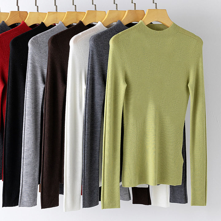 Damen Leichter Feinstrick-Pullover mit kurzem Stehkragen und schmaler Silhouette Echoarchiv