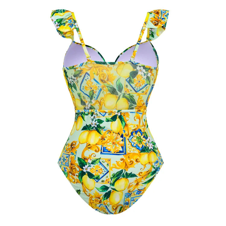 Damen Schwimmanzug mit floralem Design und V-Ausschnitt Echo Archiv