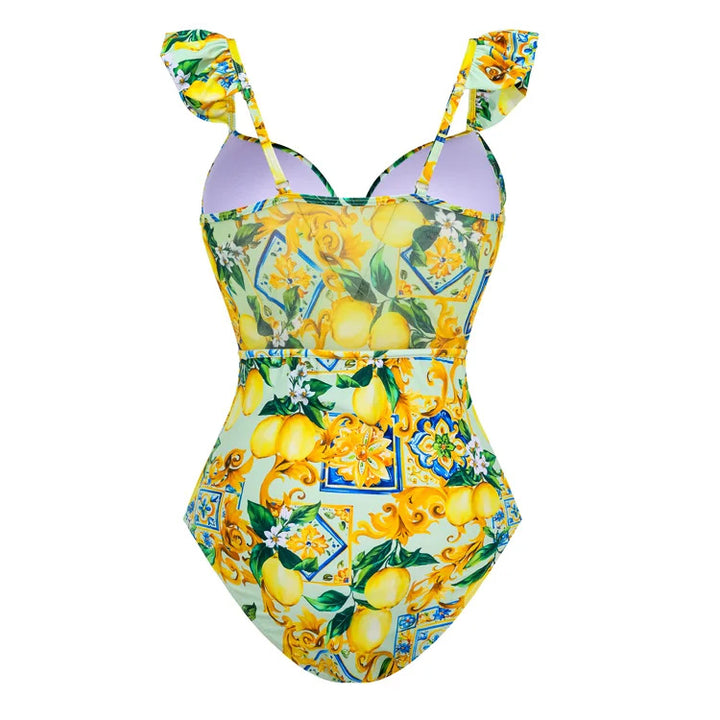 Damen Schwimmanzug mit floralem Design und V-Ausschnitt Echo Archiv