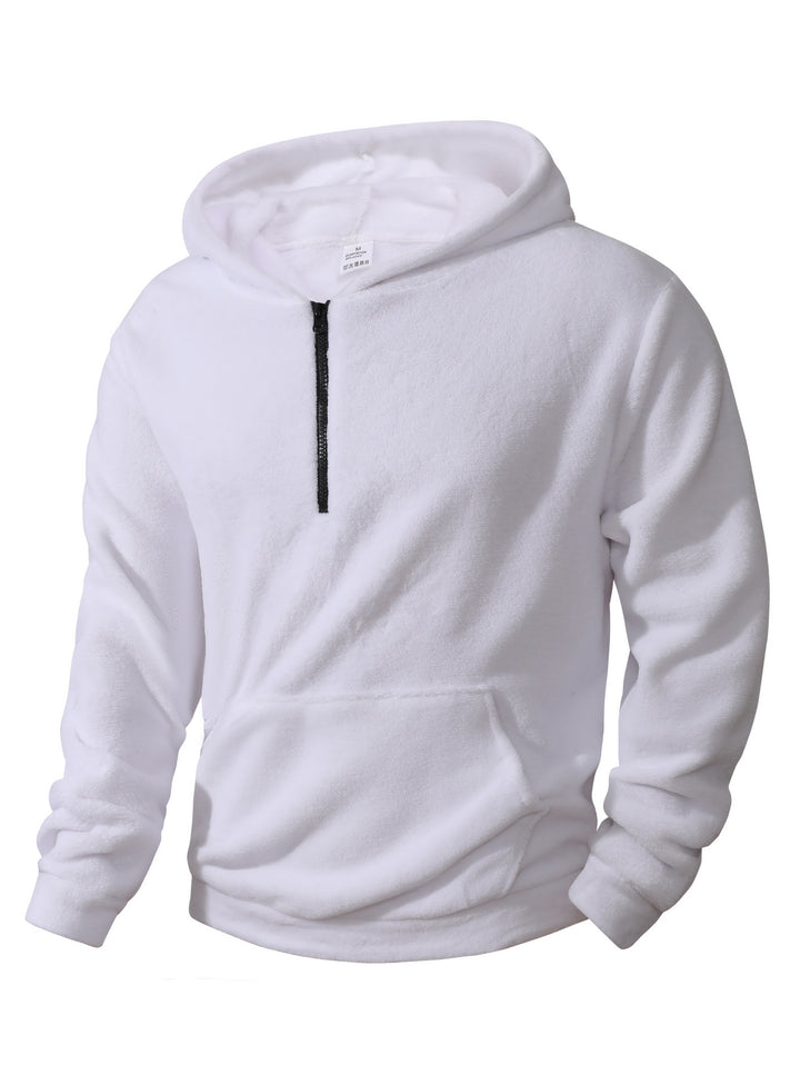 Herren kuscheliger Microfleece-Hoodie mit Halbzip, Kapuze und Kängurutasche – Cavarno