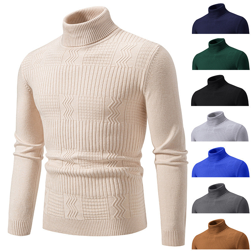 Herren Rollkragenpullover mit Strukturstrick und körpernaher Silhouette Echo Archiv