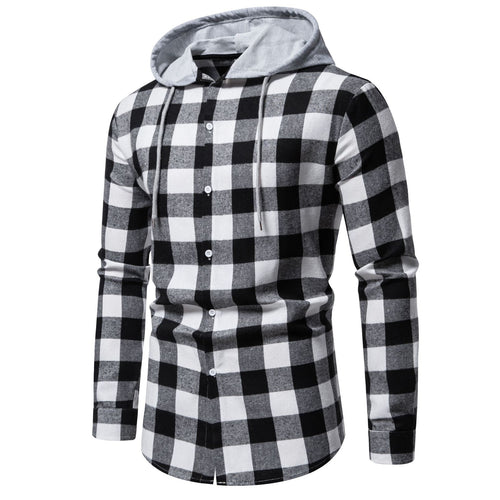 Herren Flanellhemden mit integriertem Kapuzen-Design und lässigem Look Echoarchiv