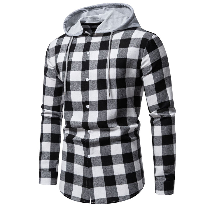 Herren Karo-Hemdjacke mit Kapuze und modernem Schnitt Echoarchiv