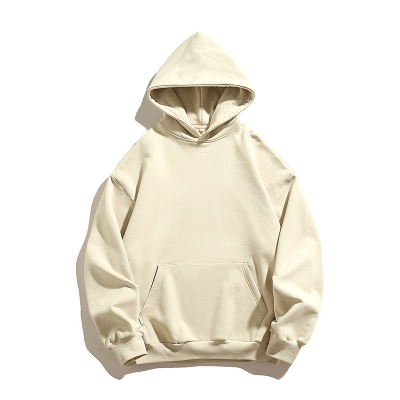 Unisex Kastenförmiger Kapuzenpullover mit minimalistischer Nahtführung, Kängurutasche und verlängertem Rückenteil Echo Archiv