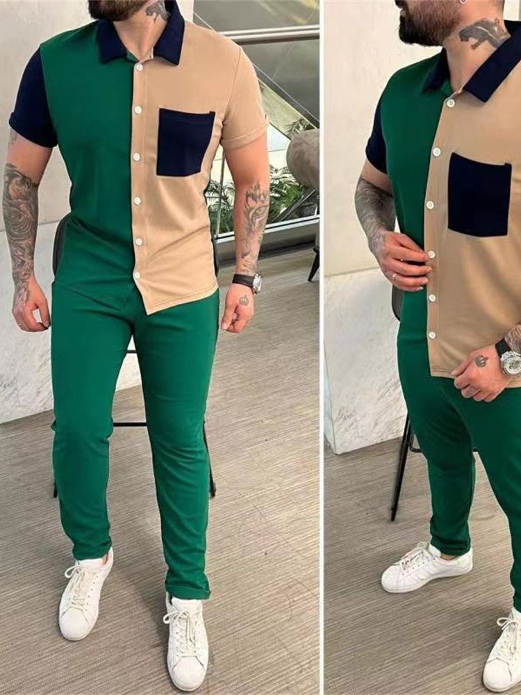 Herren Farbblock Freizeit Outfit Echoarchiv