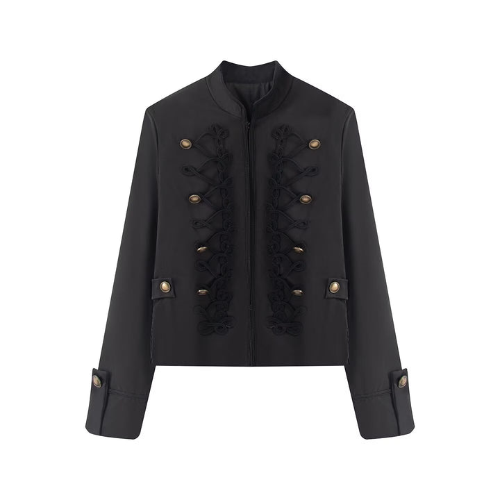 Damen Kurzjacke im Militärestil mit Stehkragen Kordverzierung und Zierknöpfen Echo Archiv