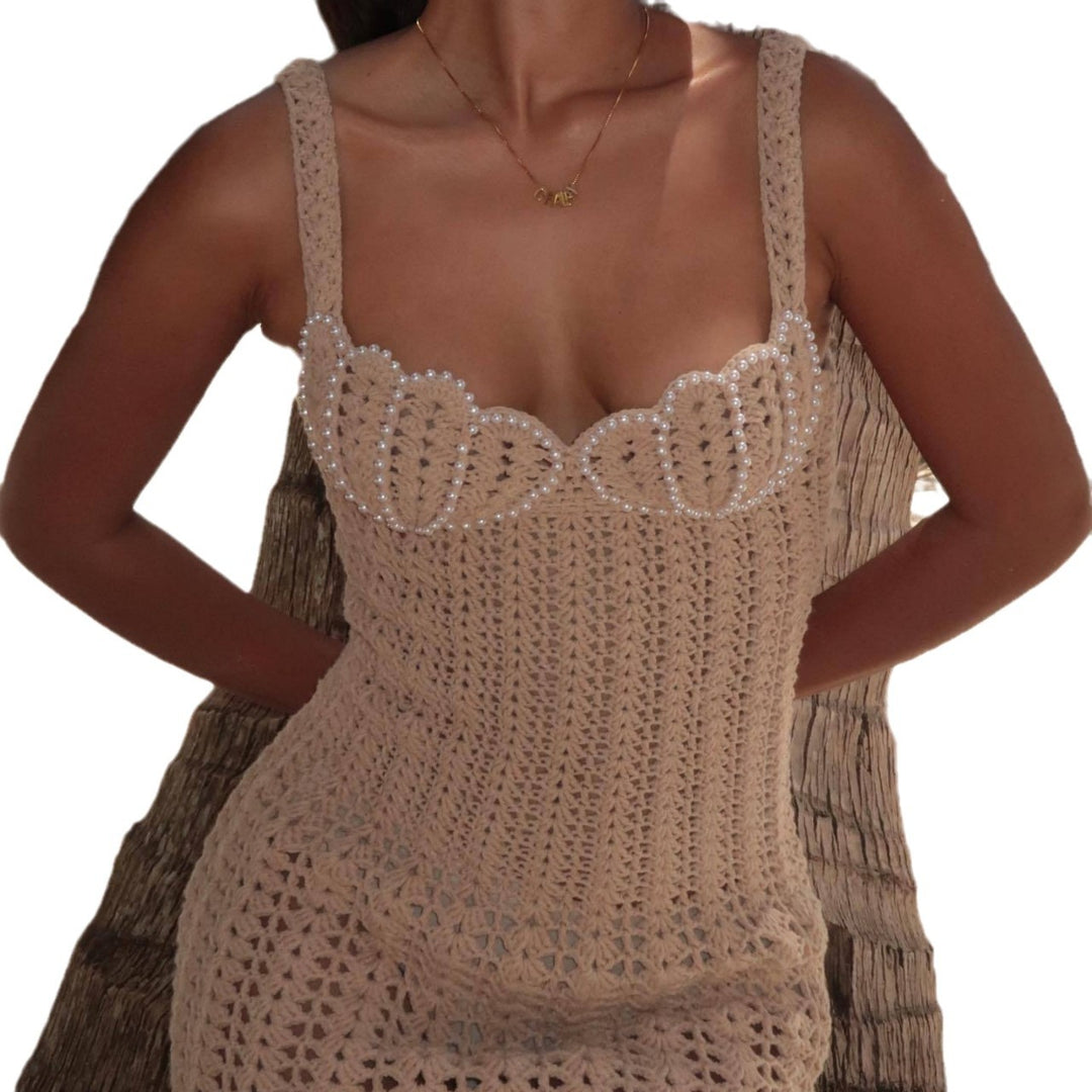 Damen Häkelkleid mit dekorativen Perlen Echo Archiv