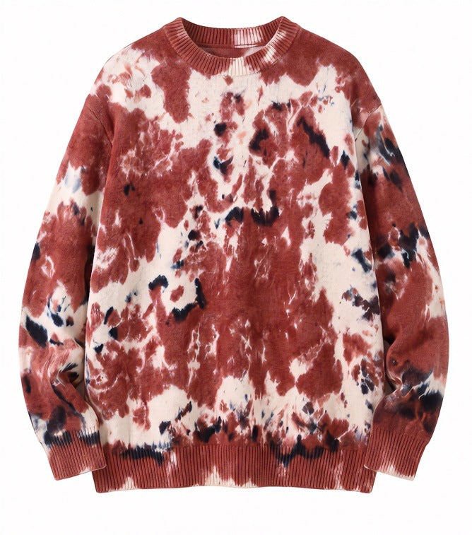 Herren Oversized Batik-Pullover mit Rundhalsausschnitt und Rippbündchen Echoarchiv