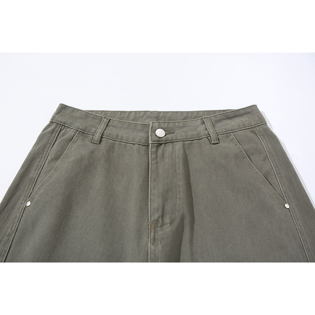Damen Weite Bundfaltenhose im Utility‑Cargo‑Stil mit hoher Taille und markanten Teilnähten Echoarchiv