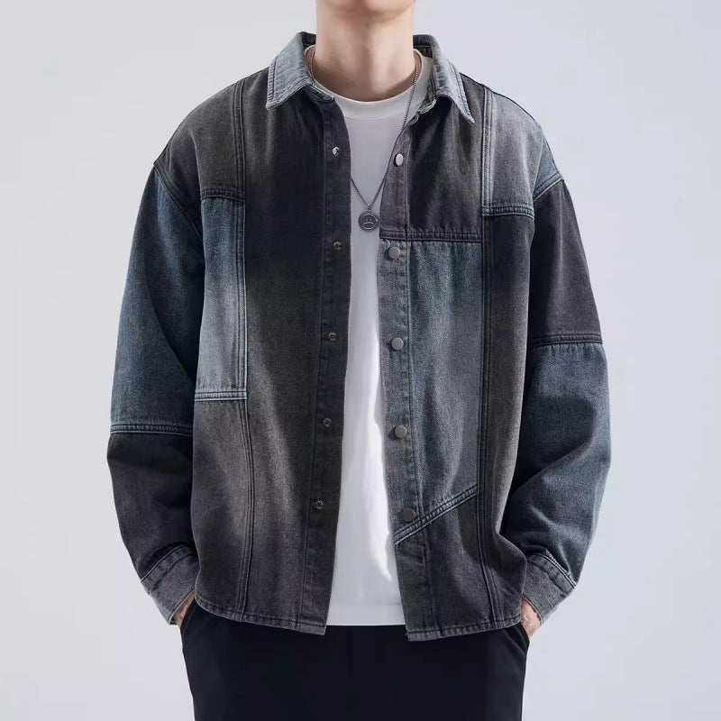 Herren lässige Denim-Hemdjacke mit modernen Farbeffekten Echoarchiv