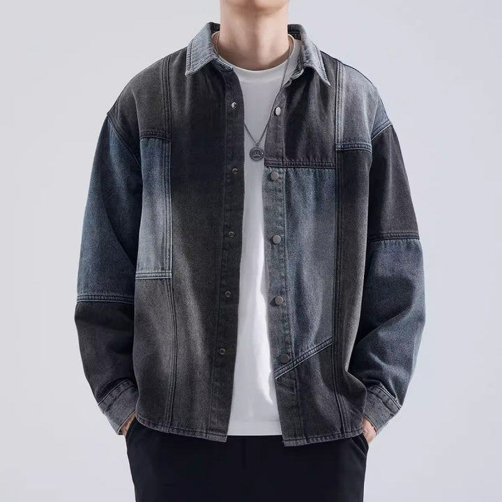 Herren lässige Denim-Hemdjacke mit modernen Farbeffekten Echoarchiv