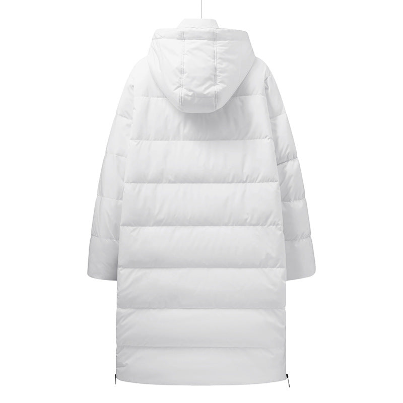 Damen Langer minimalistischer Steppmantel mit konturierter Kapuze und ultraleichter Thermofüllung Echo Archiv