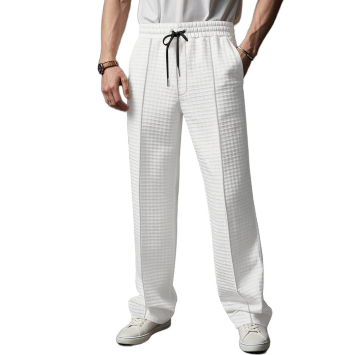 Herren Relaxed-Fit Freizeit-Hose mit strukturierter Karooptik, elastischem Bund & Kordelzug – Sorevano